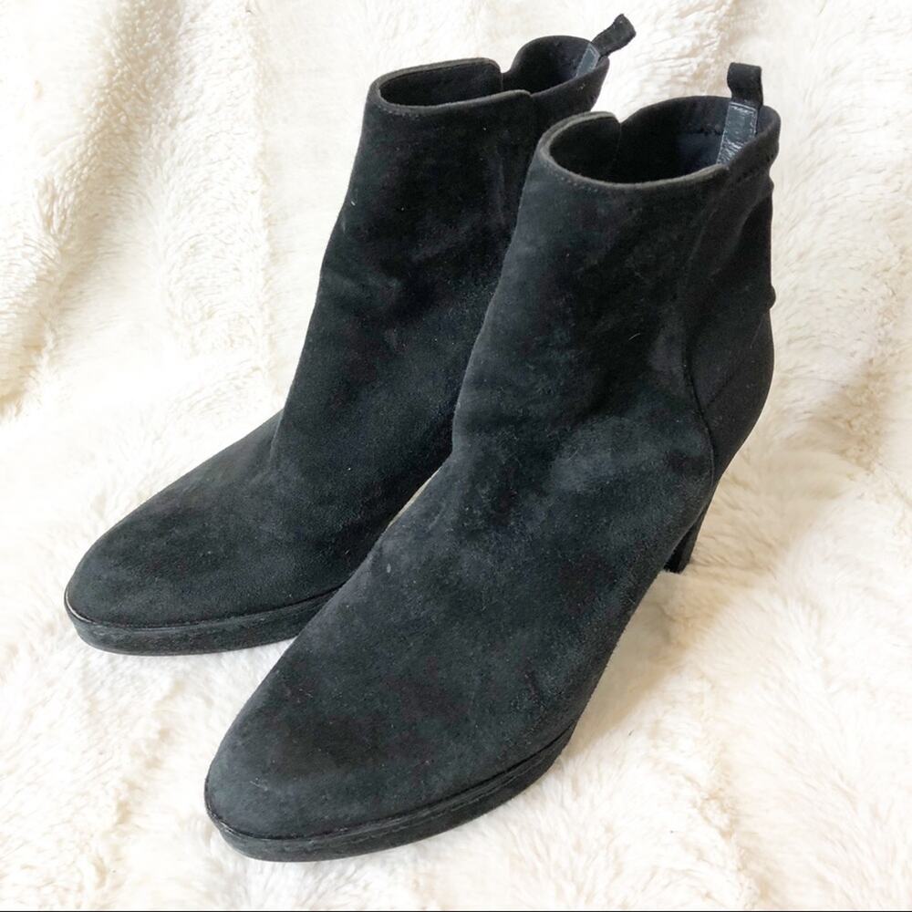 Stuart Weiztman Black Suede Pull On Booties Size … - image 1